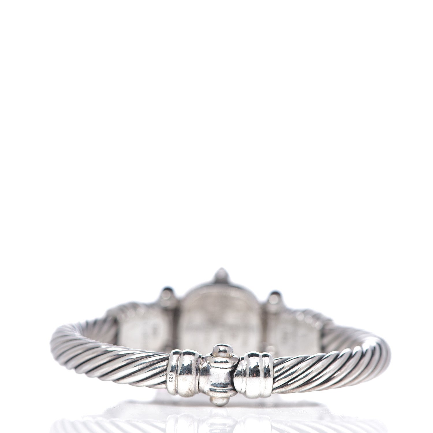 David Yurman Sterling Silver Diamond Bezel Pink Mother of Pearl Pink Tourmaline 21mm Classic Cable Quartz Watch 3 of 4