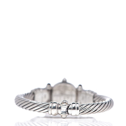 David Yurman Sterling Silver Diamond Bezel Pink Mother of Pearl Pink Tourmaline 21mm Classic Cable Quartz Watch 3 of 4