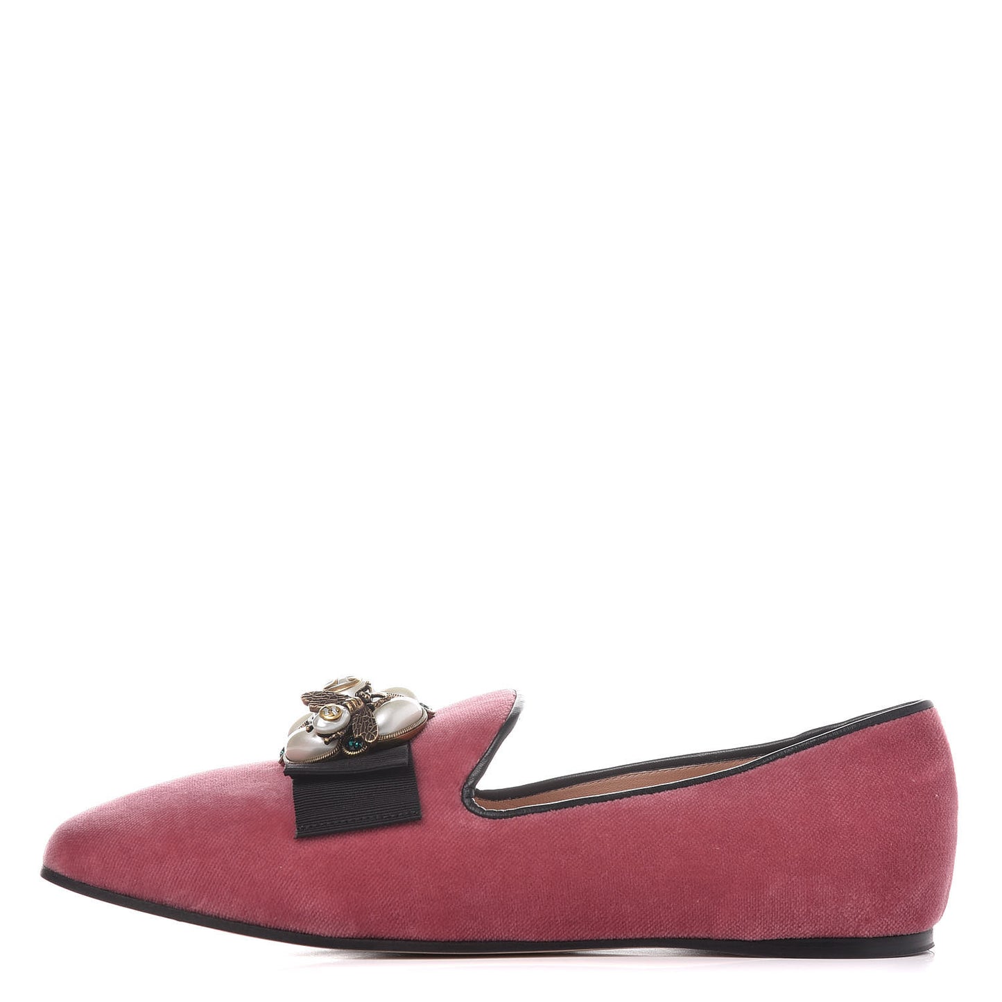 Velvet Etoile Pearl Embellished Loafers 38.5 Tibet Red