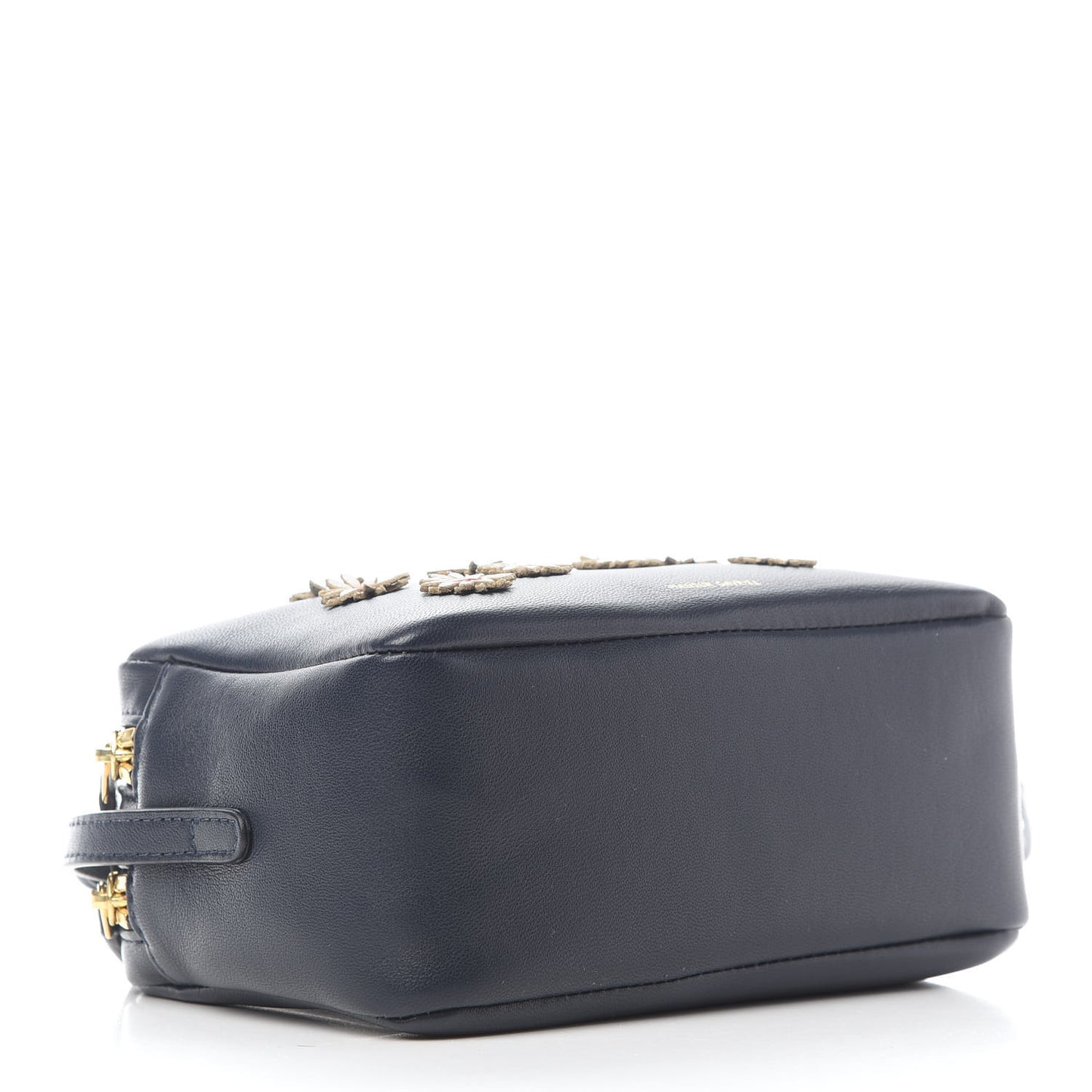 Lambskin Floral Double Zip Crossbody Blue White