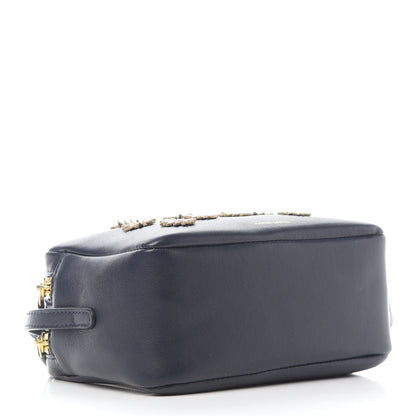 Mansur Gavriel Lambskin Floral Double Zip Crossbody Blue White 4 of 9