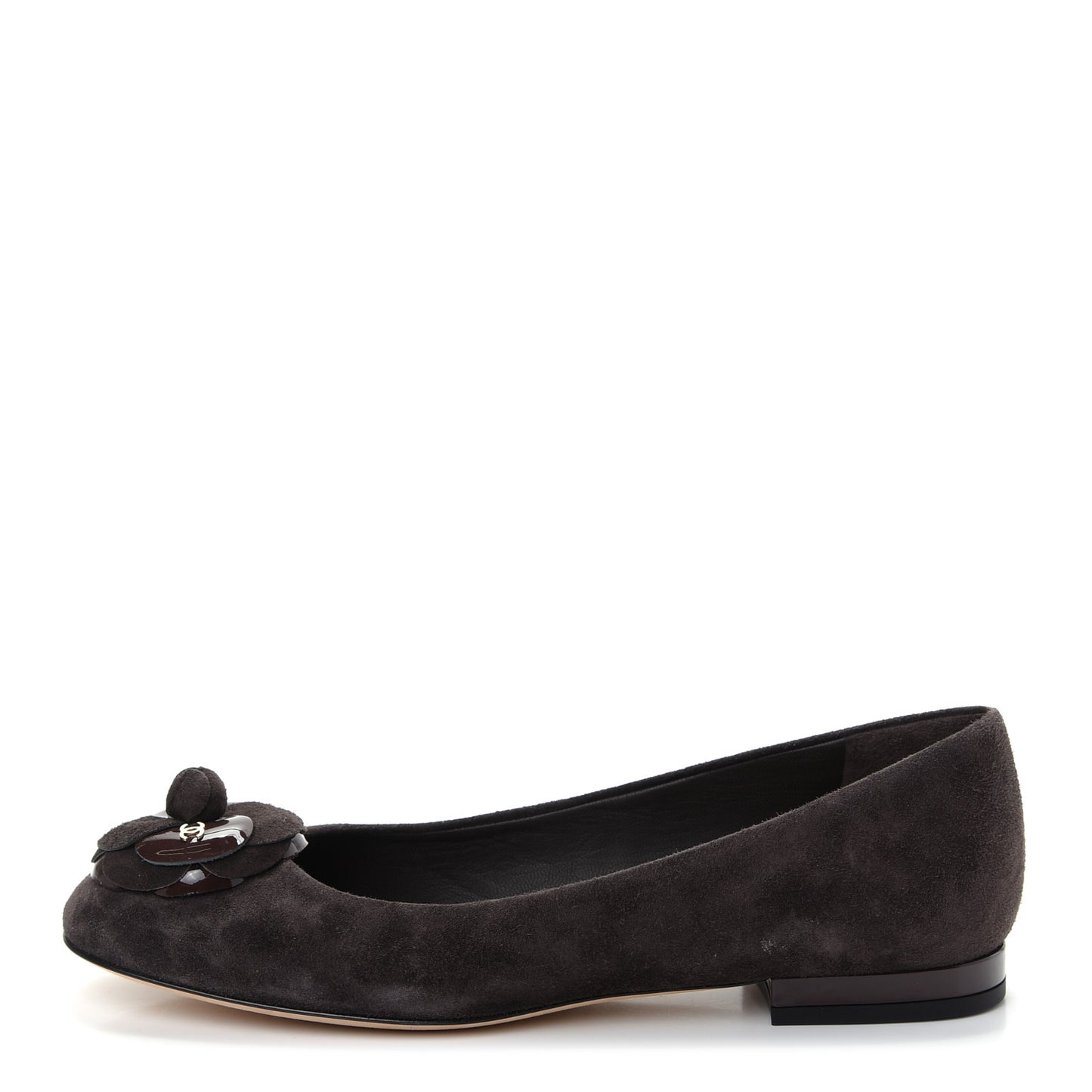 Suede Patent Camellia CC Ballerina Flat 36.5 Brown