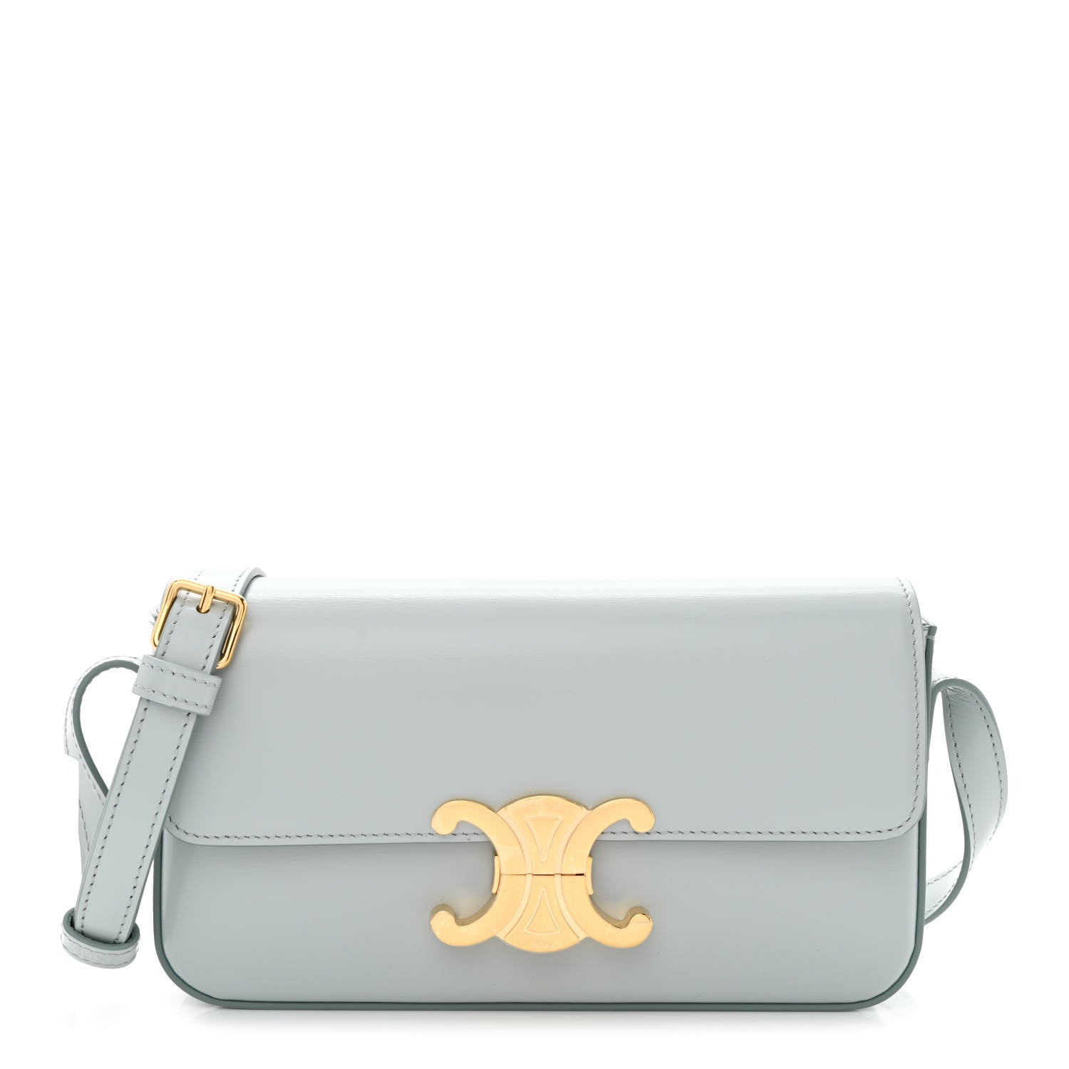 Celine Shiny Calfskin Triomphe Shoulder Bag Soft Blue 1 of 13