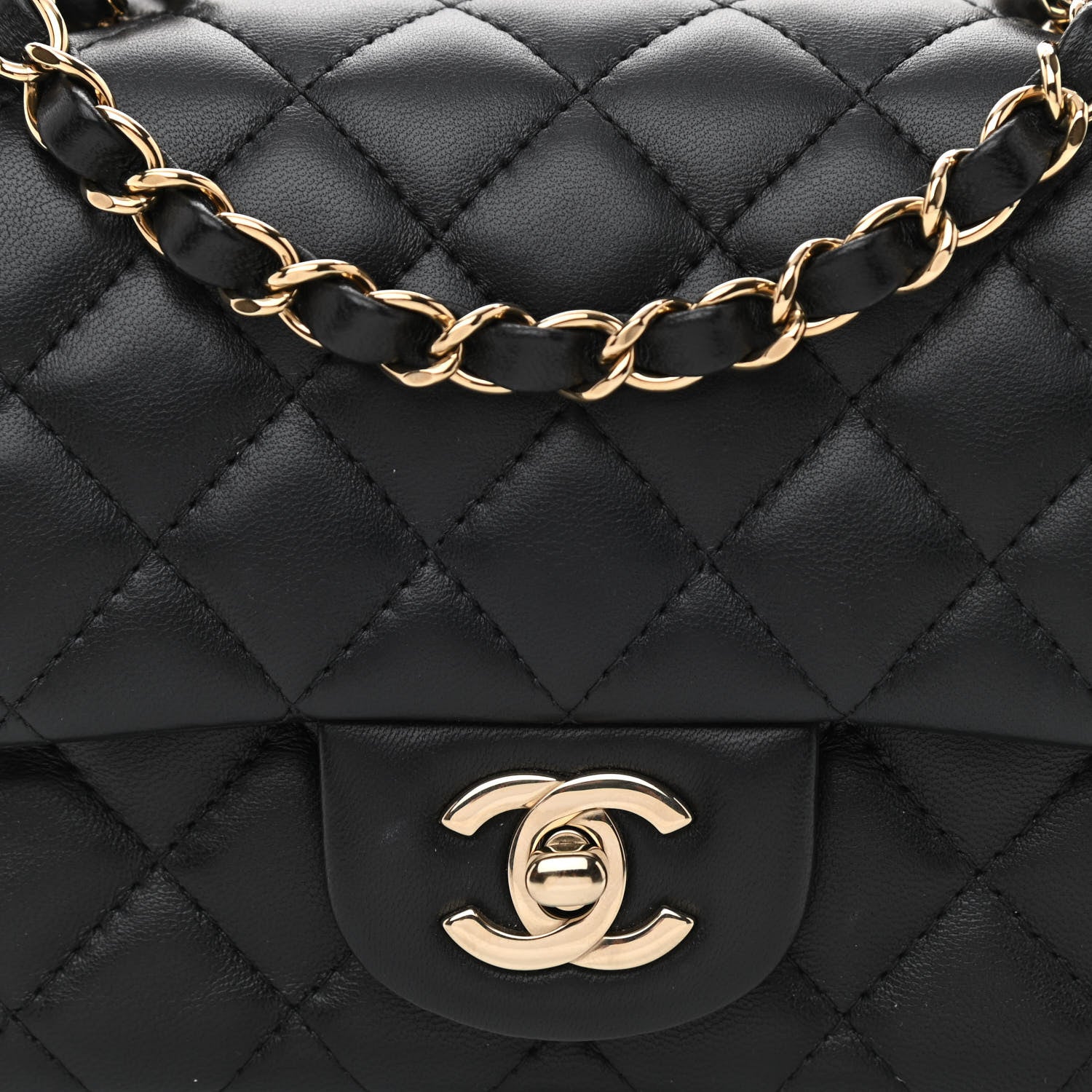 Chanel Lambskin Quilted Mini Square Flap Black 8 of 10