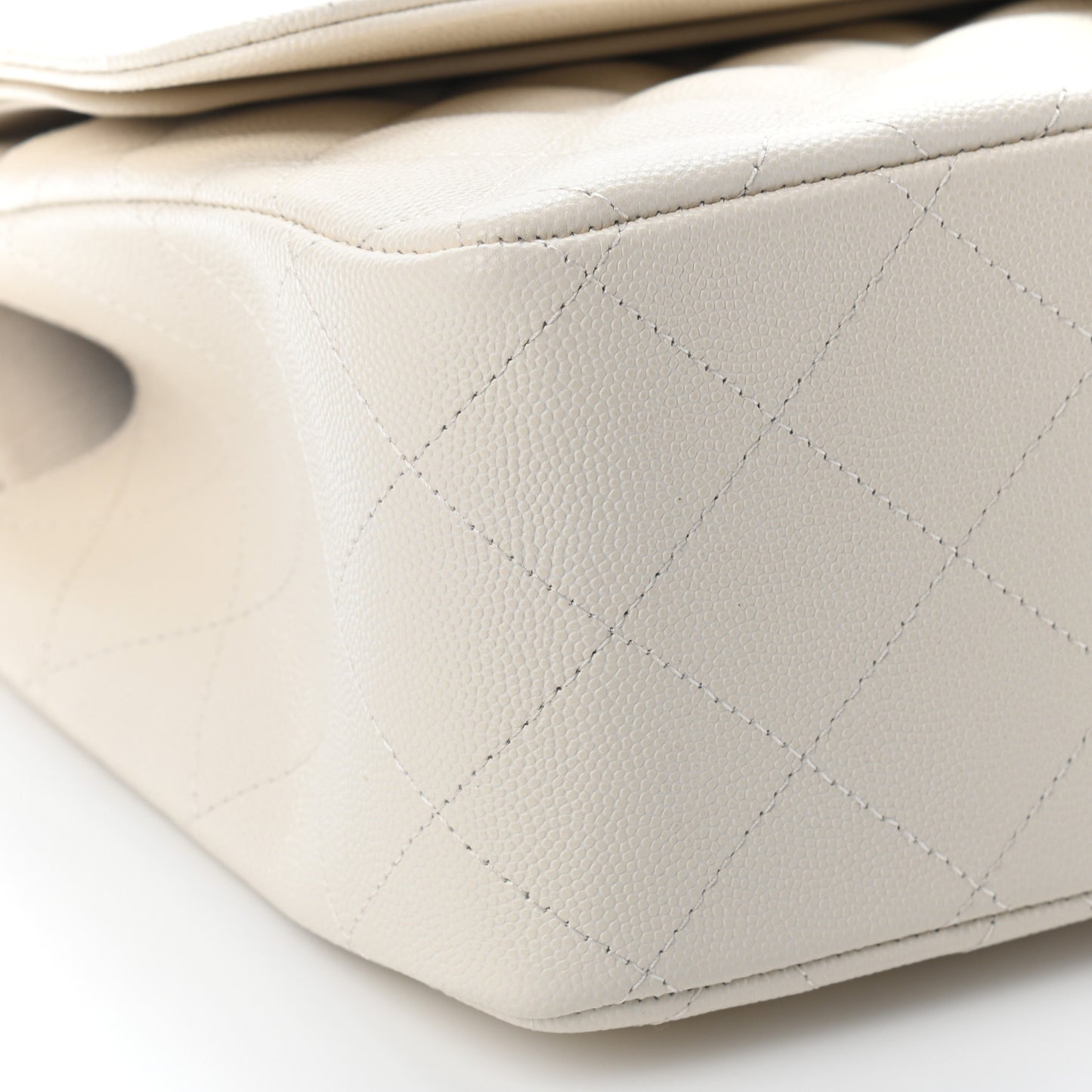 Caviar Quilted Jumbo Double Flap White