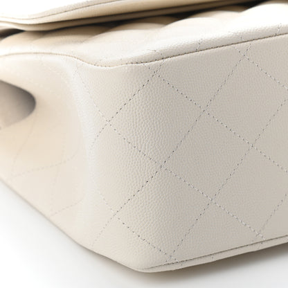 Chanel Caviar Quilted Jumbo Double Flap White 7 of 8