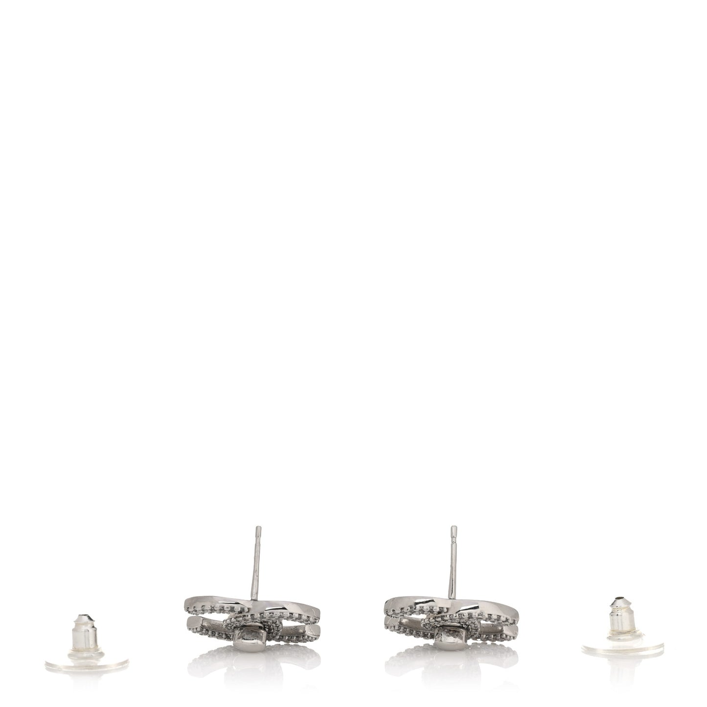 Crystal CC Turnlock Earrings Silver