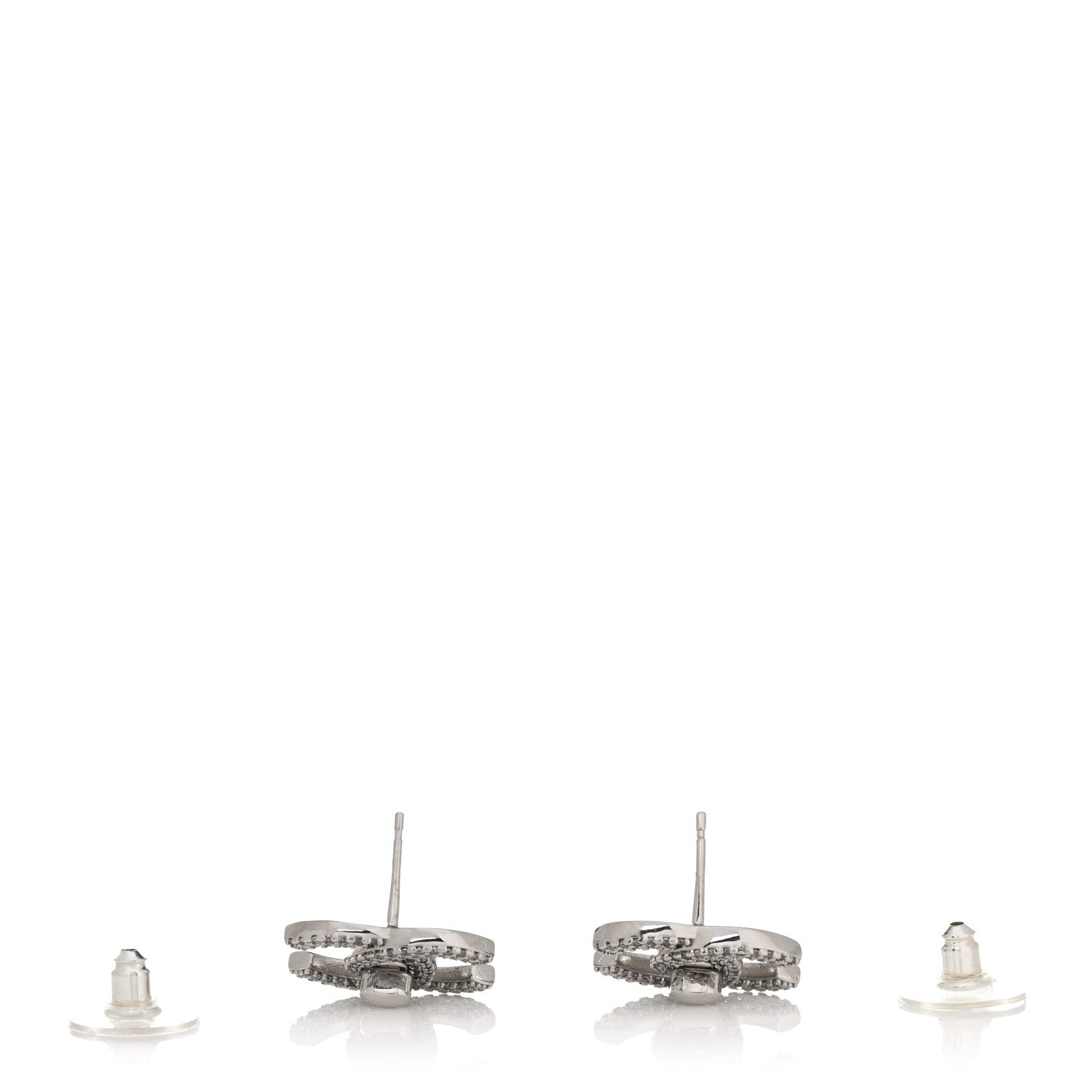 Chanel Crystal CC Turnlock Earrings Silver 3 of 4