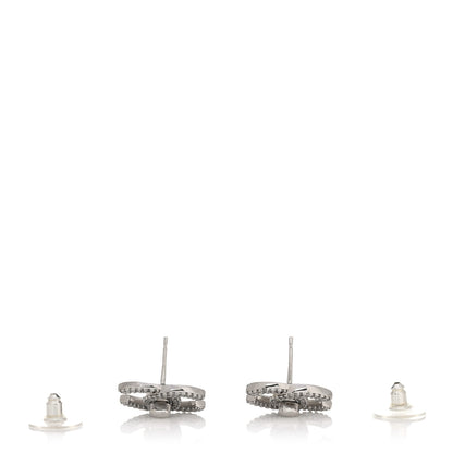 Chanel Crystal CC Turnlock Earrings Silver 3 of 4