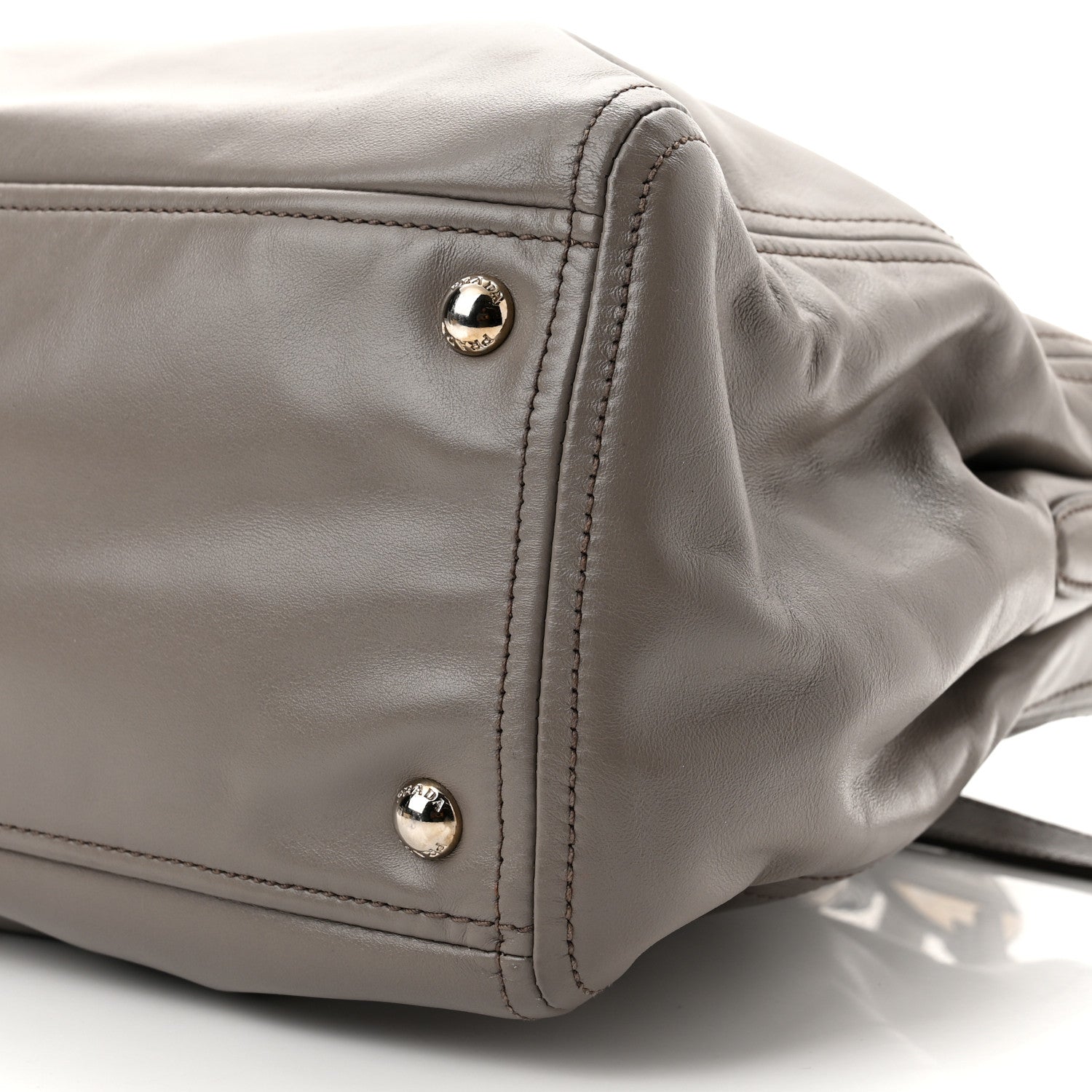 Prada Soft Calf Double Zip Shoulder Bag Argilla 8 of 8