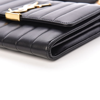 Saint Laurent Lambskin Matelasse Monogram Vicky Chain Wallet Black 10 of 12