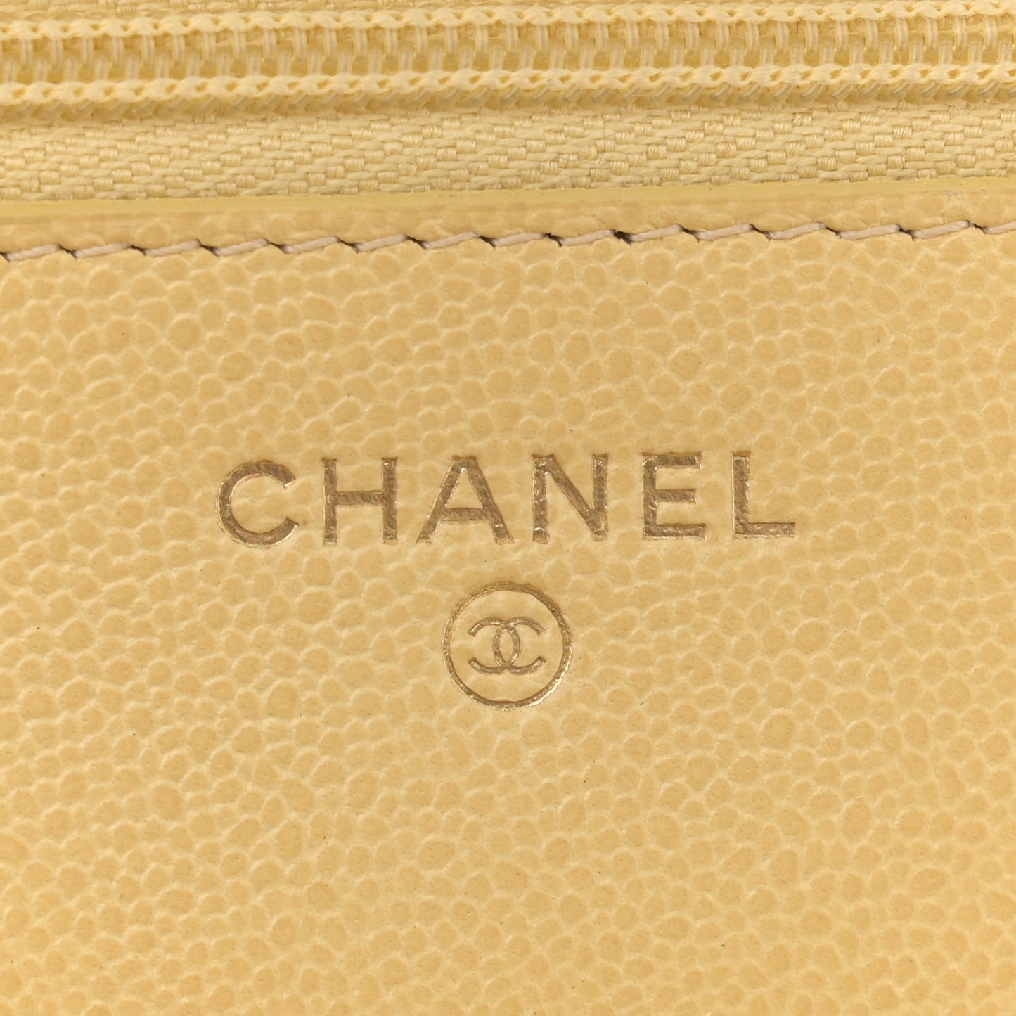 Caviar Quilted Studded CC Wallet on Chain WOC Yellow