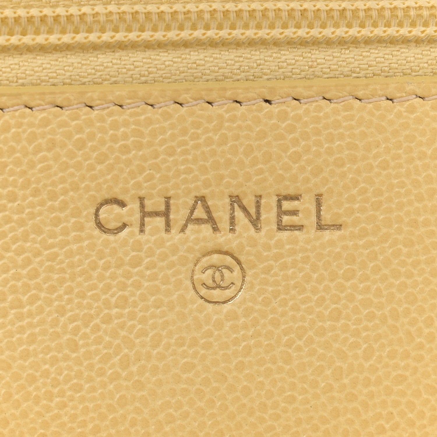Chanel Caviar Quilted Studded CC Wallet on Chain WOC Yellow 6 of 15