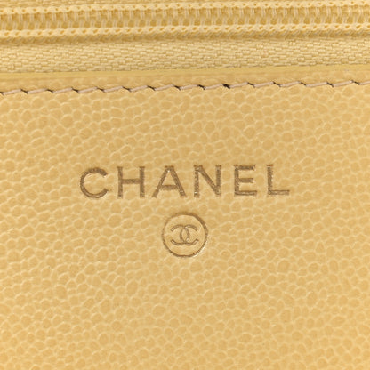Chanel Caviar Quilted Studded CC Wallet on Chain WOC Yellow 6 of 15