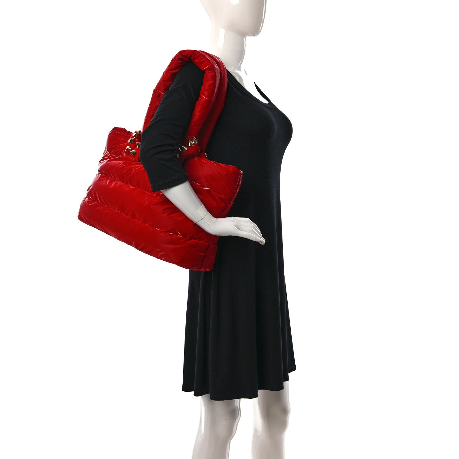 Christian Louboutin Nylon Padded Gloss Large Cabamoon Tote Red 2 of 9