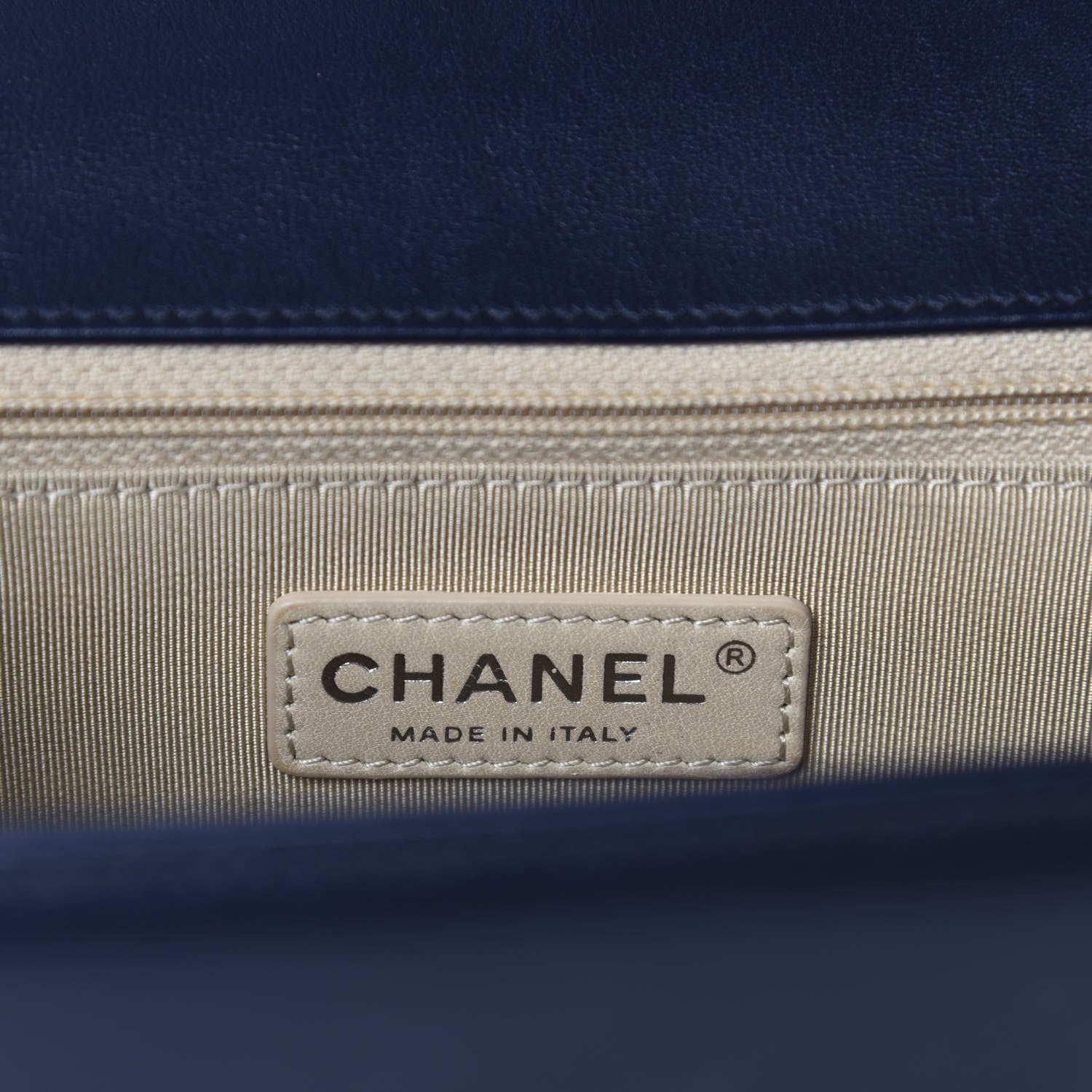 Chanel Calfskin Chevron Quilted Medium Boy Flap Navy Blue 13 of 16