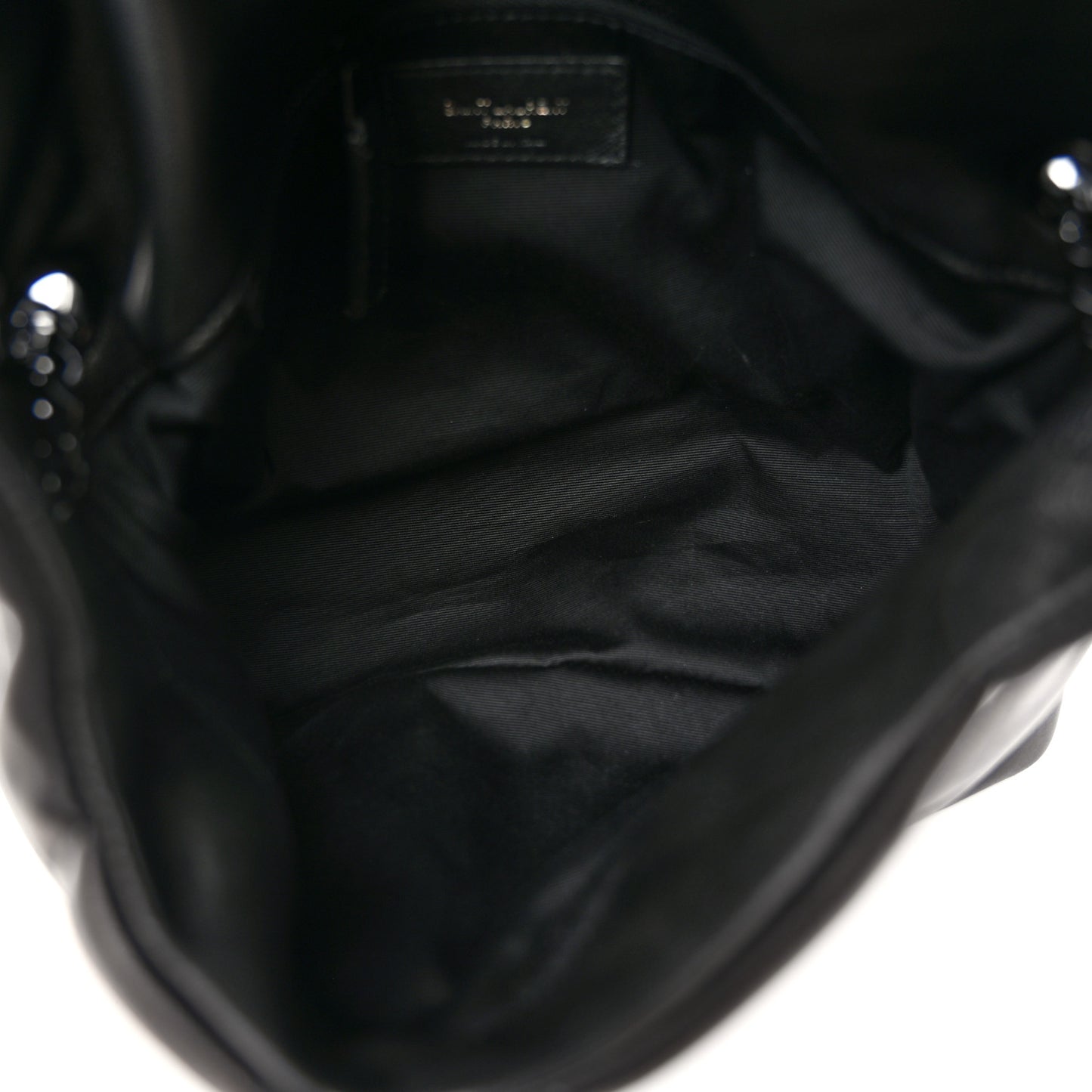 Lambskin Quilted Monogram Monochrome Small Loulou Puffer Chain Satchel Black