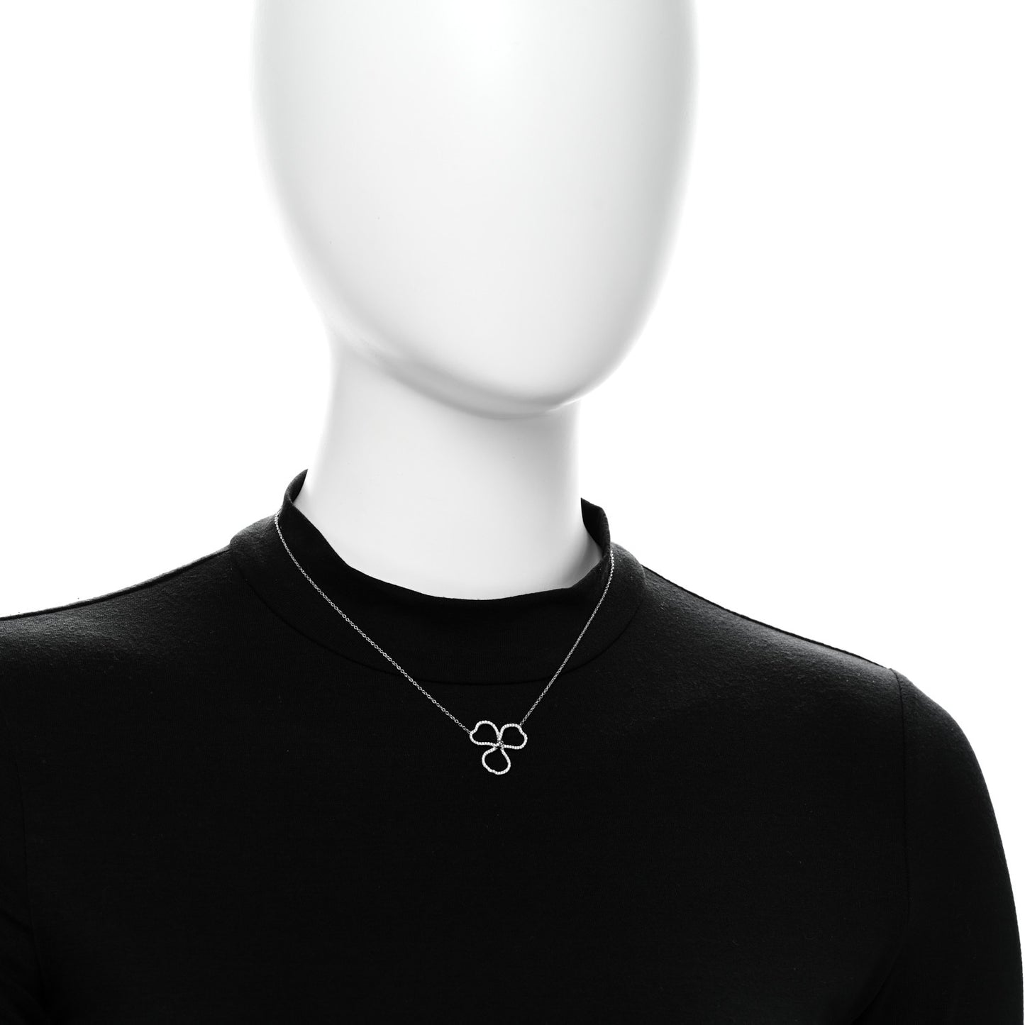 Platinum Diamond Large Paper Flowers Pendant Necklace