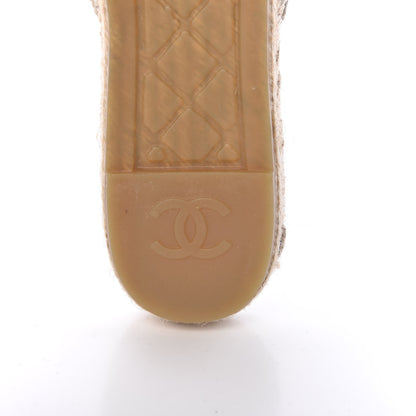 Chanel Iridescent Goatskin CC Espadrille Mules 41 Ivory Black 9 of 10