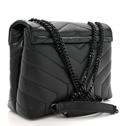 Saint Laurent Calfskin Y Quilted Monogram Monochrome Small Loulou Chain Satchel Black 3 of 10