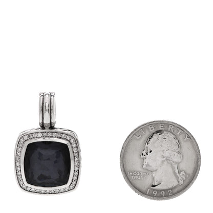 David Yurman Sterling Silver Diamond Black Orchid 14mm Albion Enhancer Pendant 2 of 4