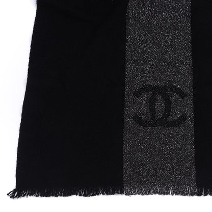 Chanel Cashmere Viscose CC Scarf Black Grey 3 of 4