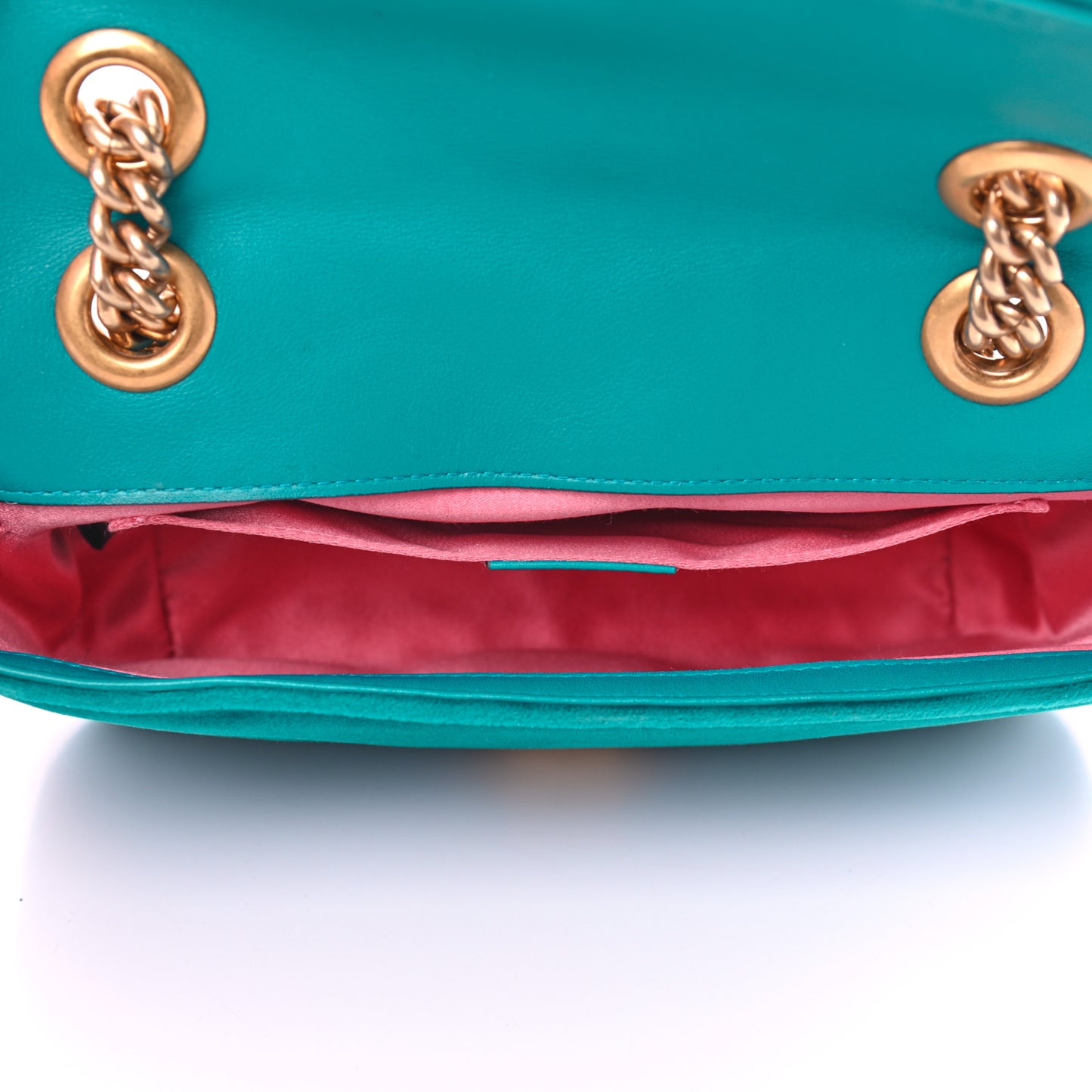 Velvet Matelasse Mini GG Marmont Shoulder Bag Pavone Cyan
