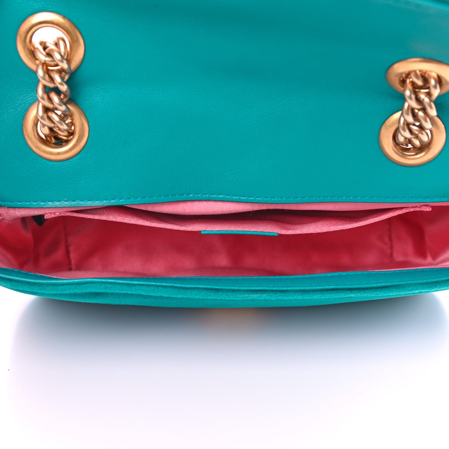 Gucci Velvet Matelasse Mini GG Marmont Shoulder Bag Pavone Cyan 5 of 9