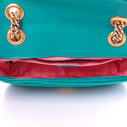 Gucci Velvet Matelasse Mini GG Marmont Shoulder Bag Pavone Cyan 5 of 9