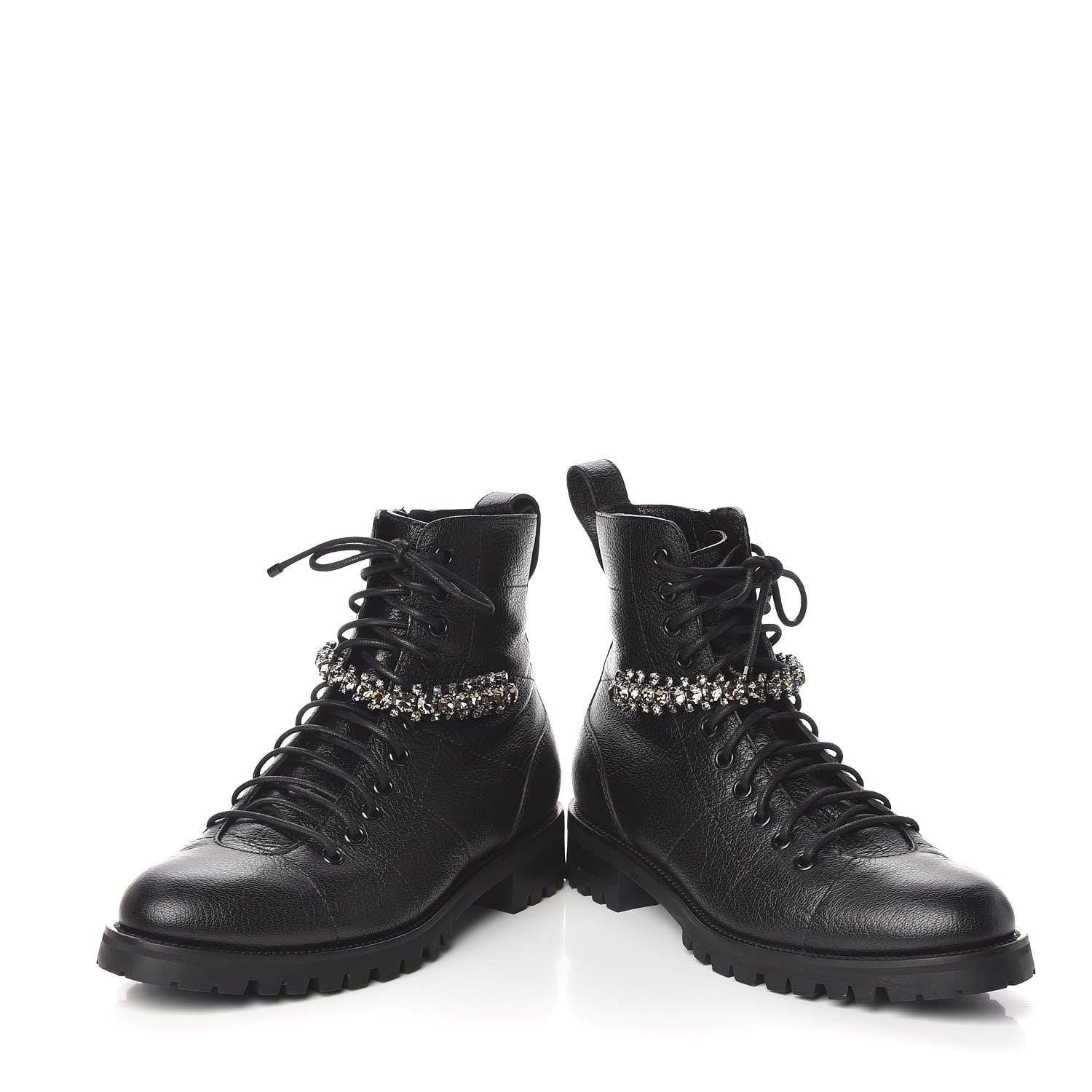 Jimmy Choo Lambskin Combat Boots 38 Black 6 of 10