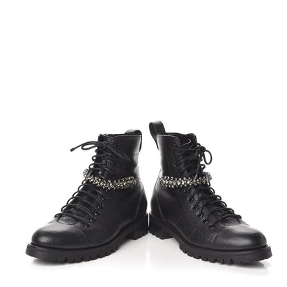 Jimmy Choo Lambskin Combat Boots 38 Black 6 of 10