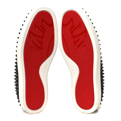 Christian Louboutin Nubuck Snakeskin Spikes Pik Boat Flats 39.5 Black 6 of 11