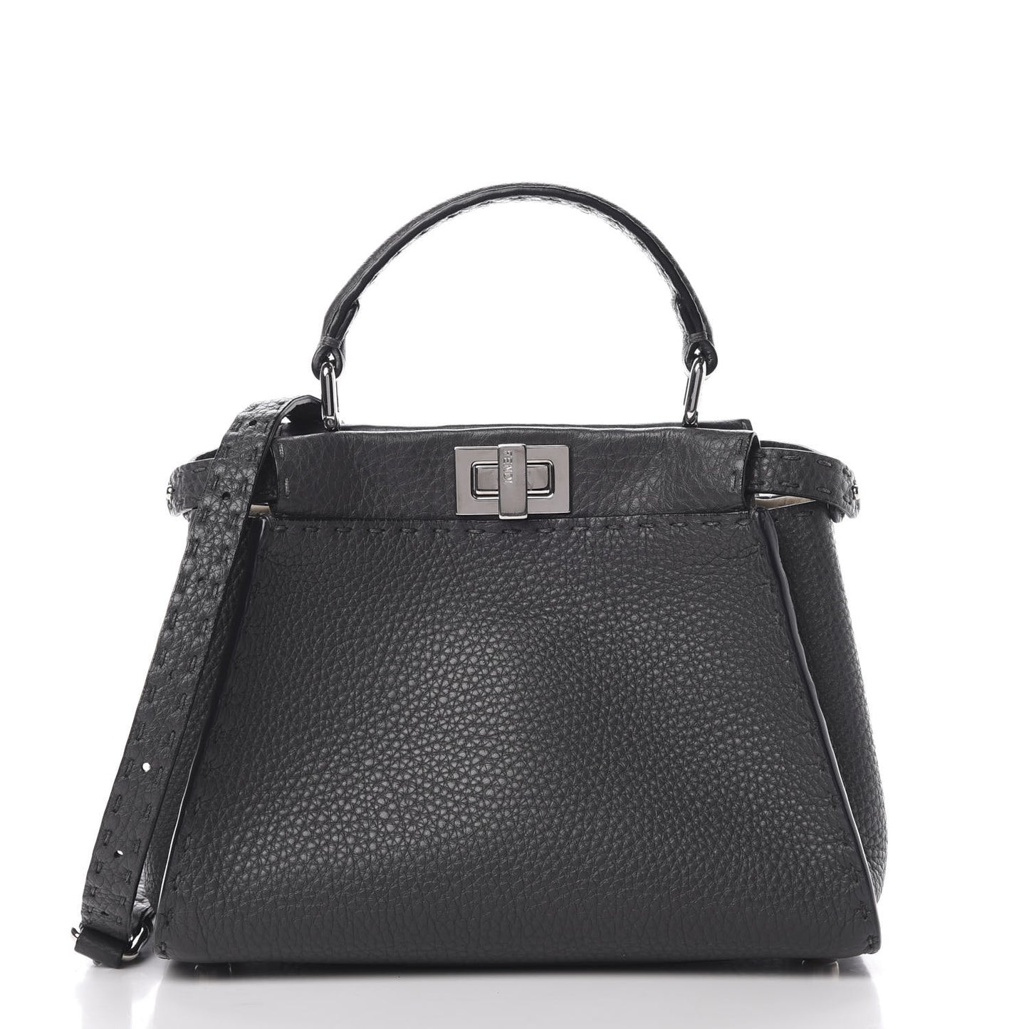 Cuoio Romano Selleria Bi-Color Mini Peekaboo Iconic Satchel Asfalto Latte