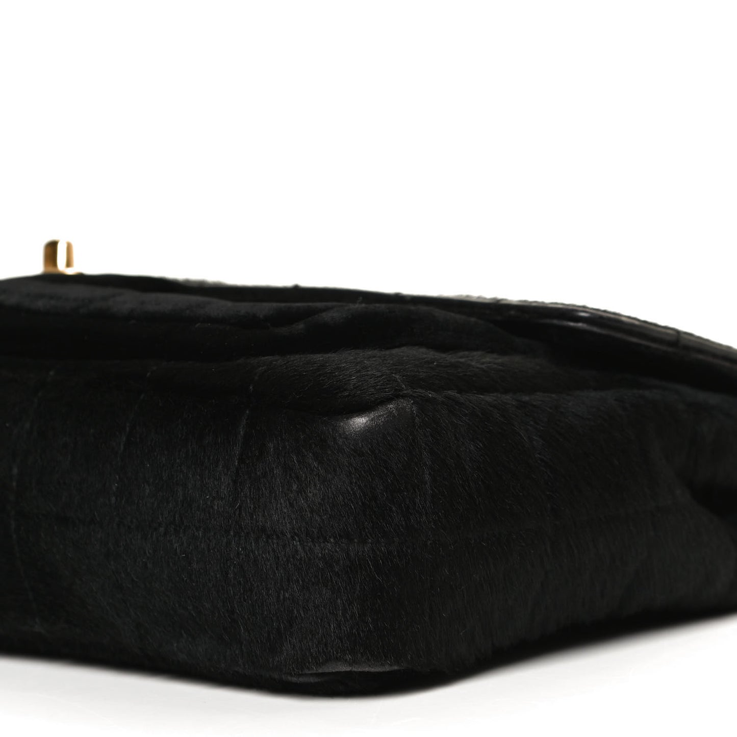 Pony Hair Velvet Chocolate Bar Flap Black