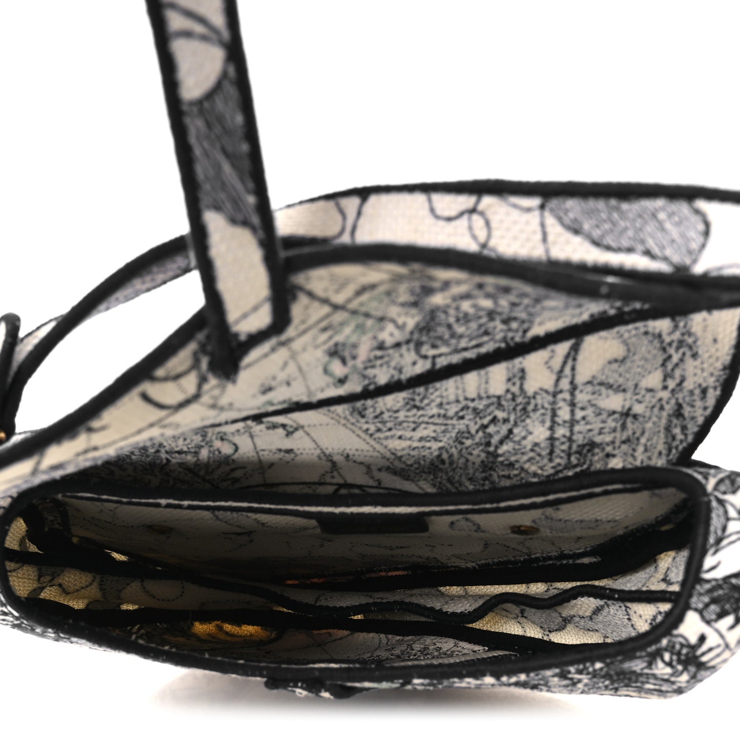 Canvas Embroidered Around the World Saddle Bag Blue