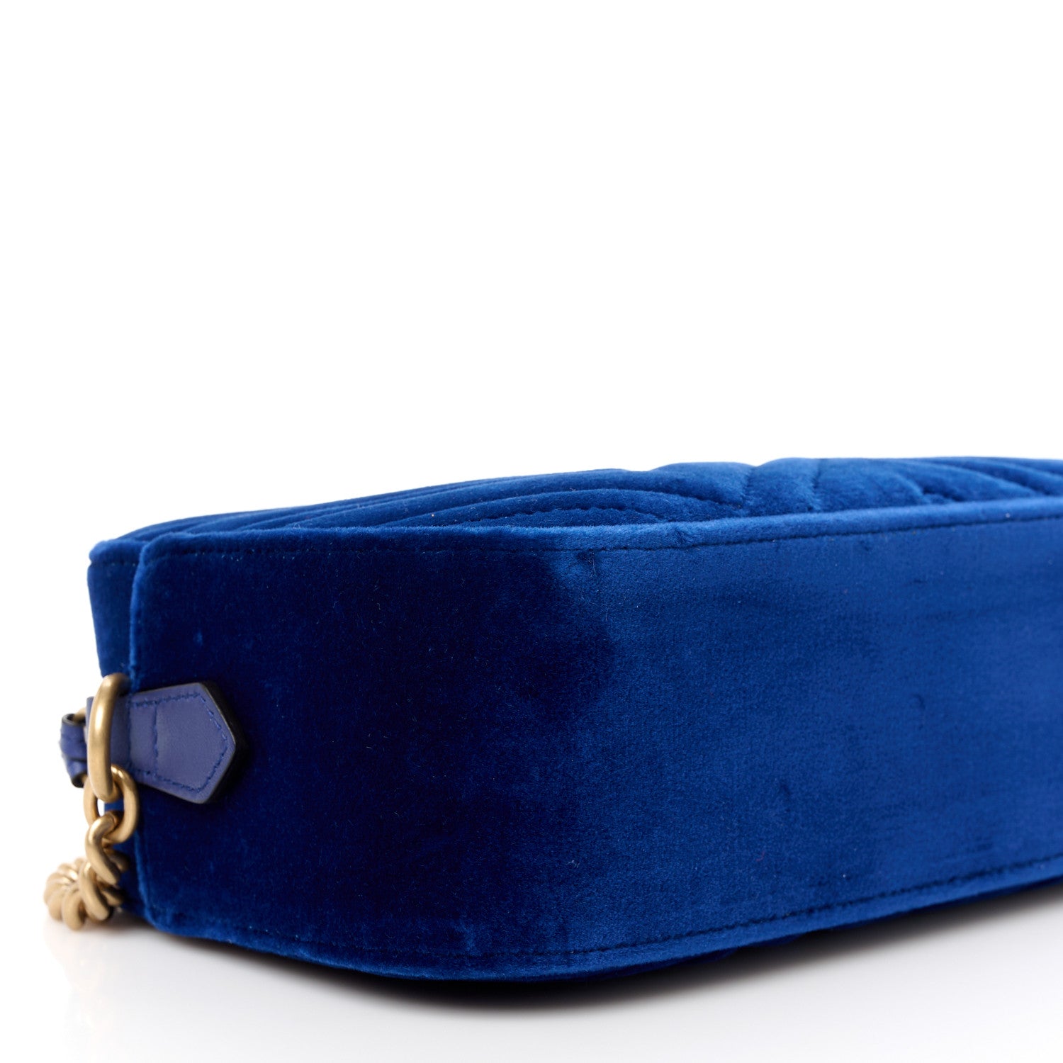 Gucci Velvet Matelasse Small GG Marmont Chain Shoulder Bag Cobalt 10 of 11