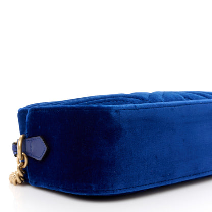 Gucci Velvet Matelasse Small GG Marmont Chain Shoulder Bag Cobalt 10 of 11