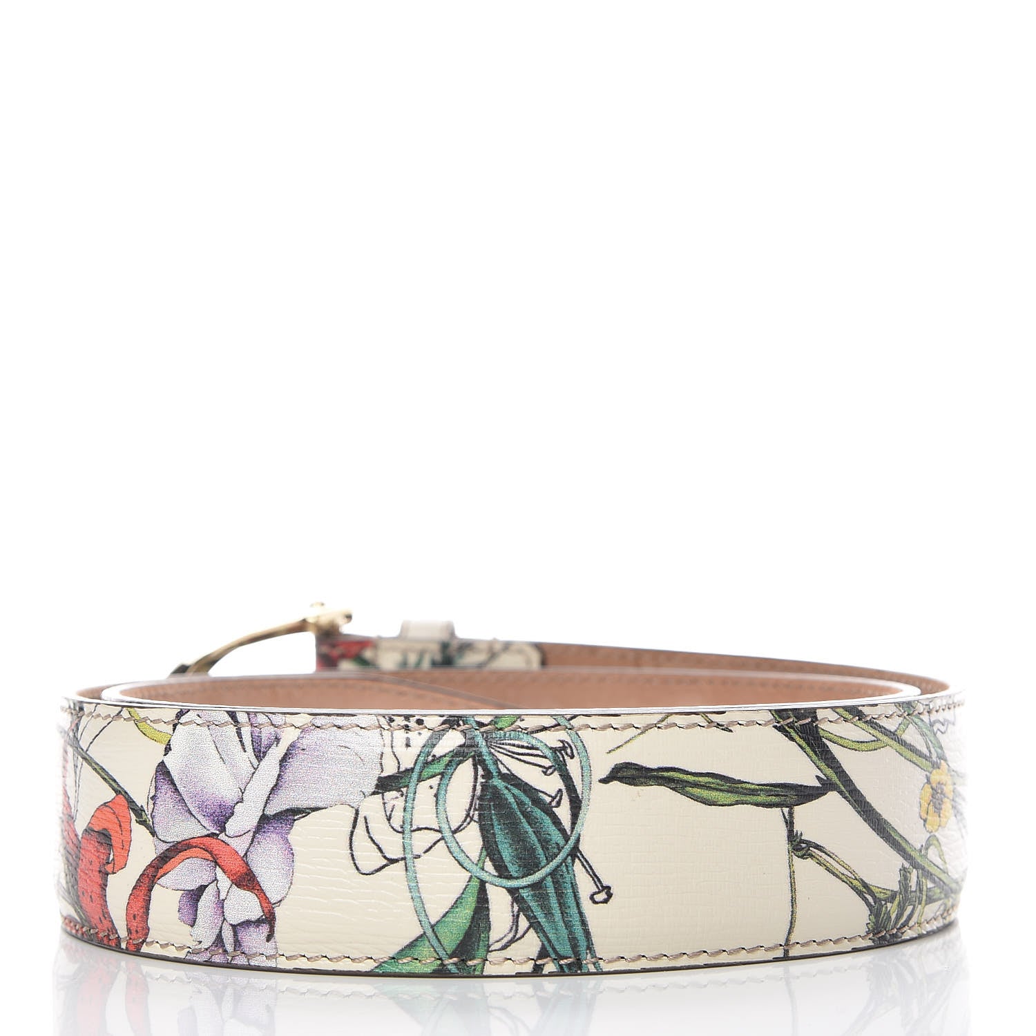 Gucci Calfskin Flora Infinity Print Belt 75 30 Multicolor 3 of 5