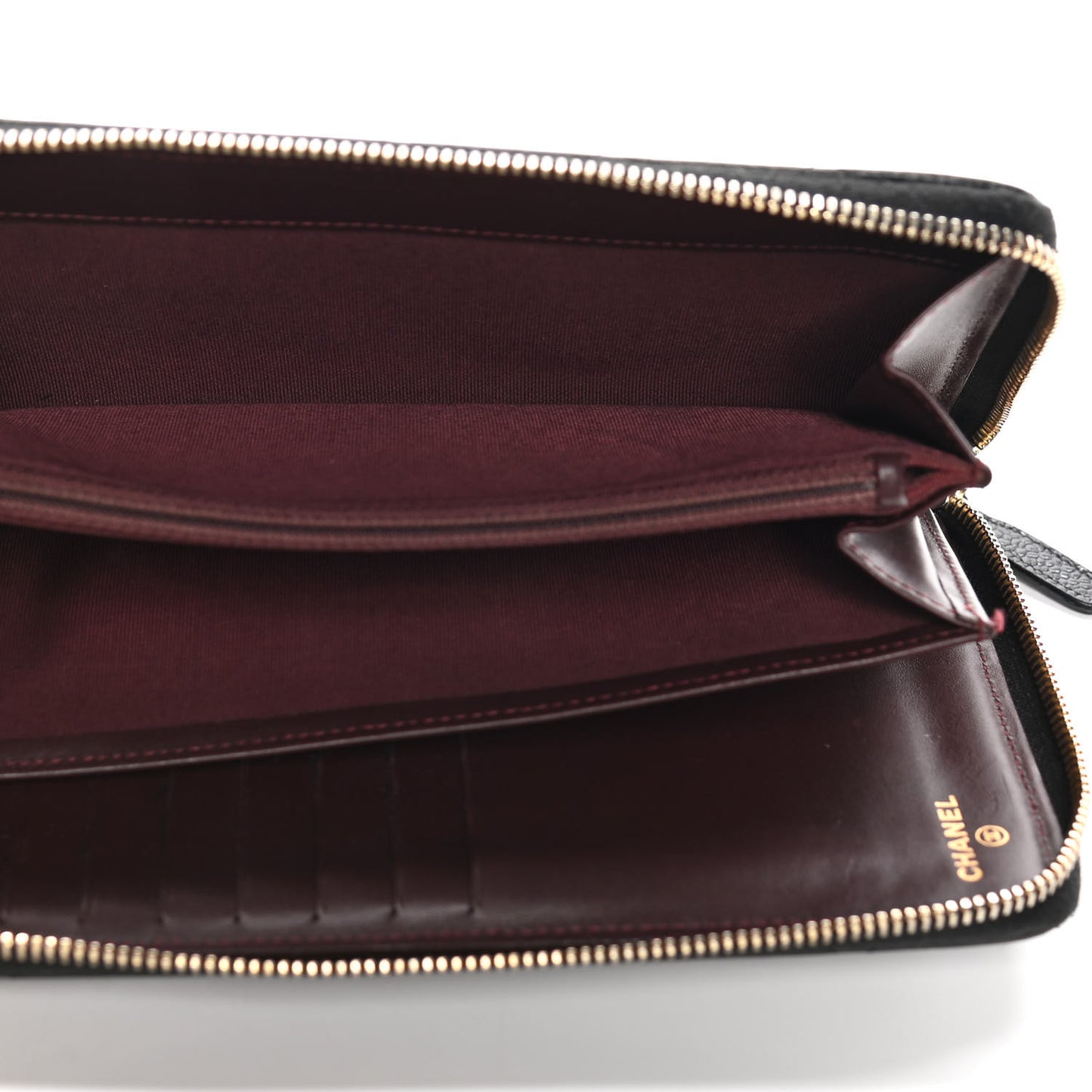 Caviar Quilted Large Zip Around Organizer Wallet Black