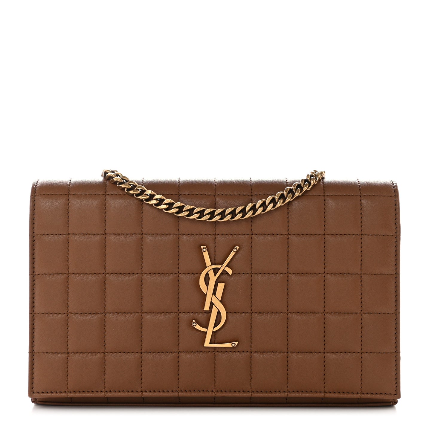 Lambskin Carre Quilted Cassandre Chain Wallet Brown