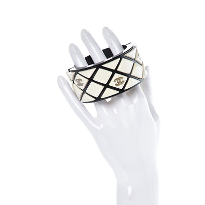 Chanel Resin CC Cuff Golden Black White 2 of 5