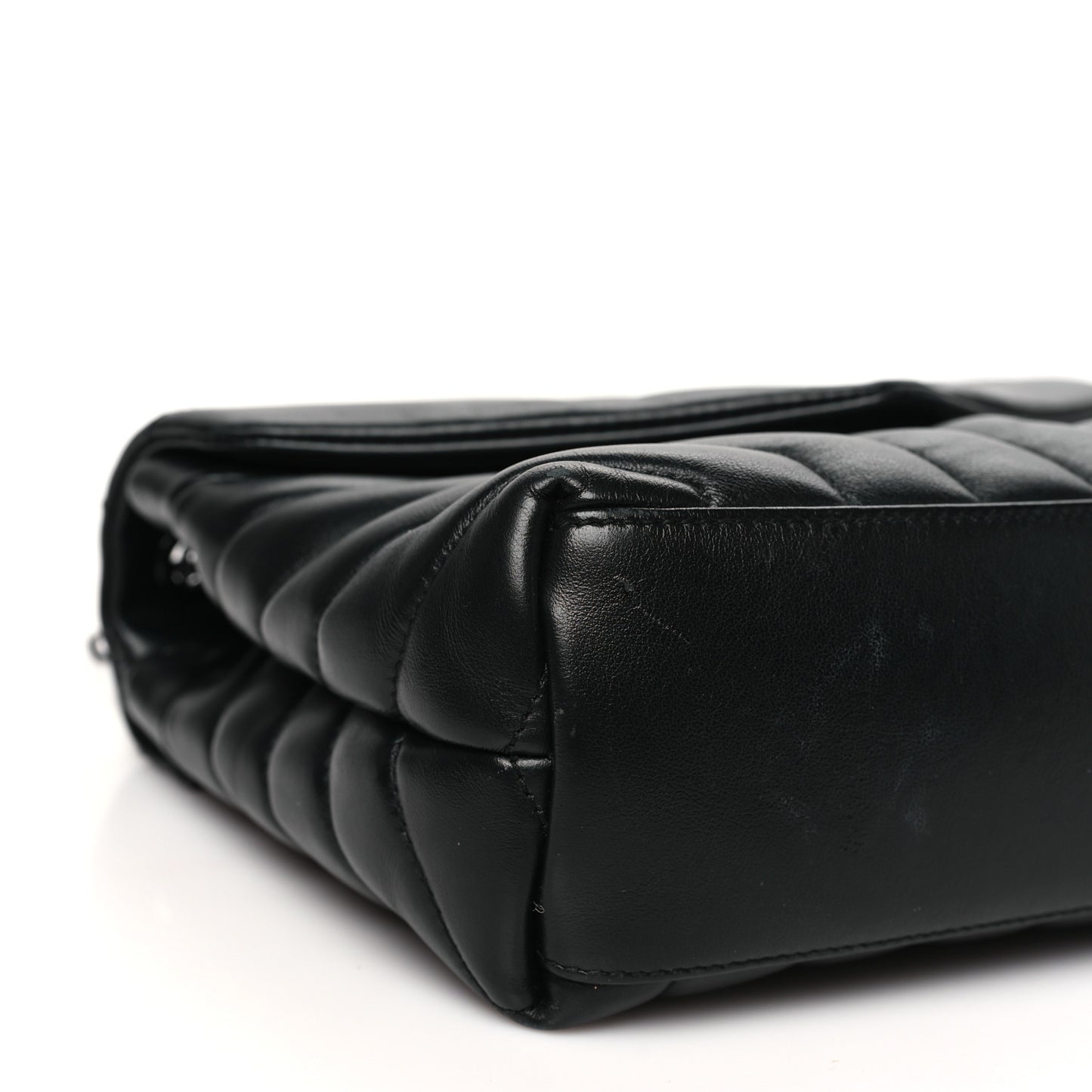 Calfskin Y Quilted Monogram Monochrome Small Loulou Chain Satchel Black