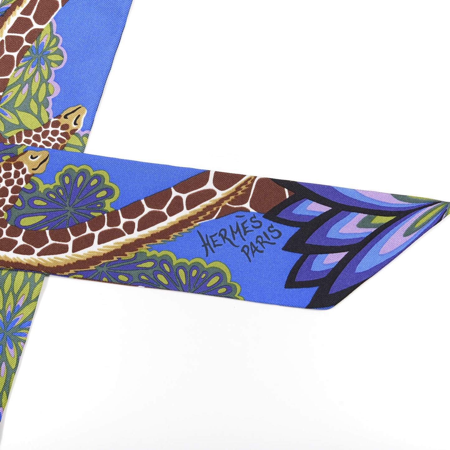 Silk The Three Graces Twilly Bleu Vert Marron