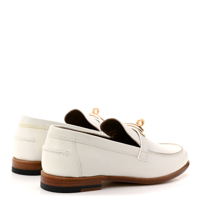 Hermes Calfskin Womens Destin Loafer 36.5 White 4 of 10