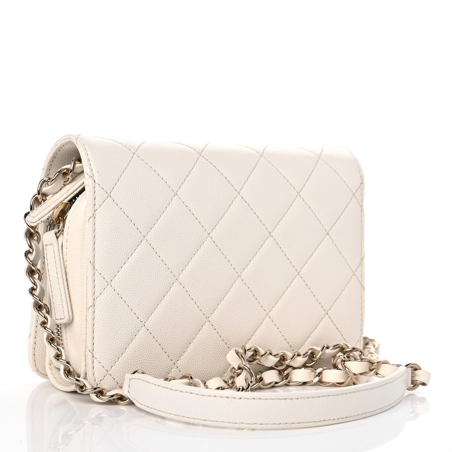 Caviar Quilted Like A Wallet Flap White
