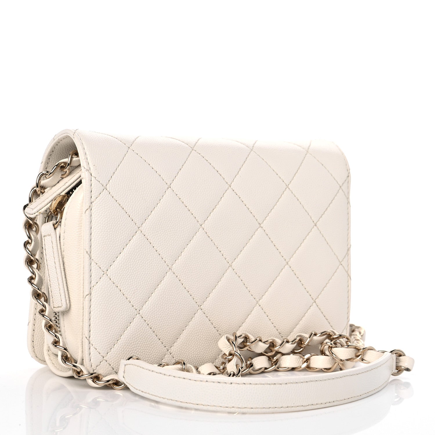 Chanel Caviar Quilted Like A Wallet Flap White 3 of 11