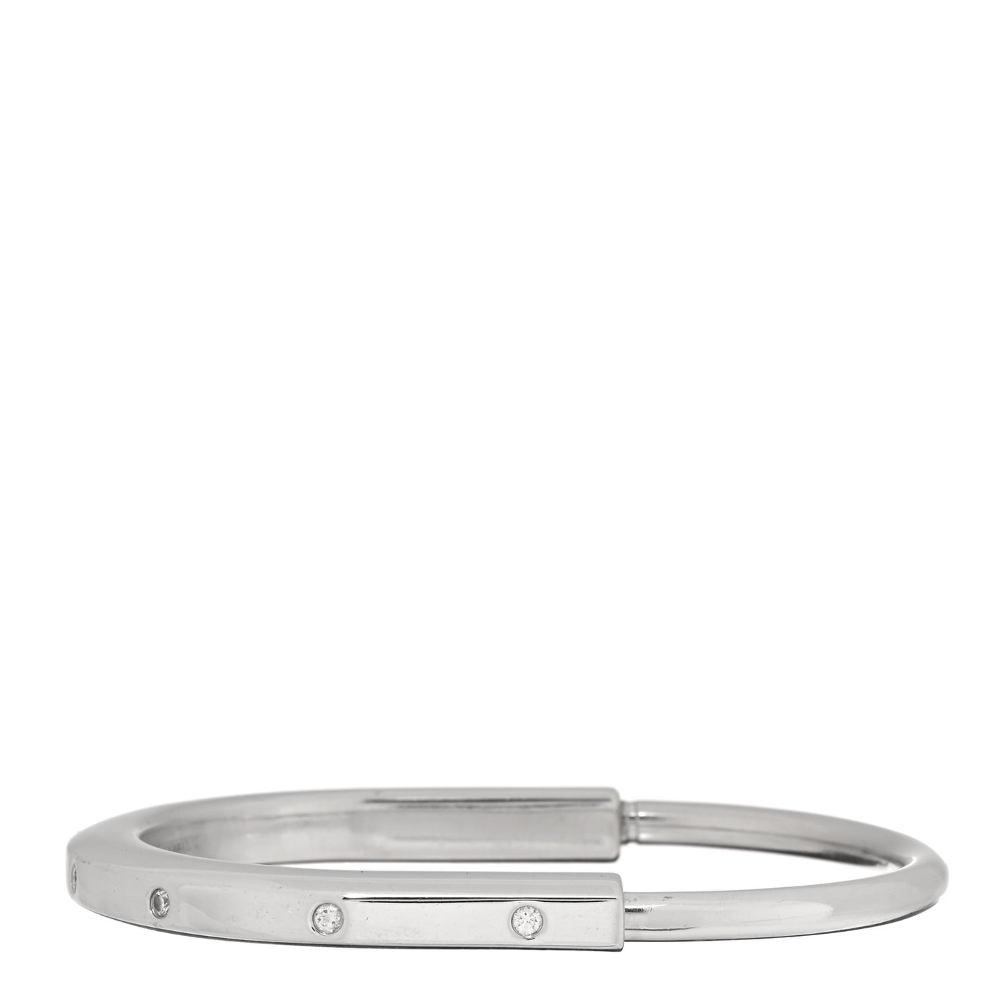 18K White Gold Diamond Tiffany Lock Bangle Bracelet