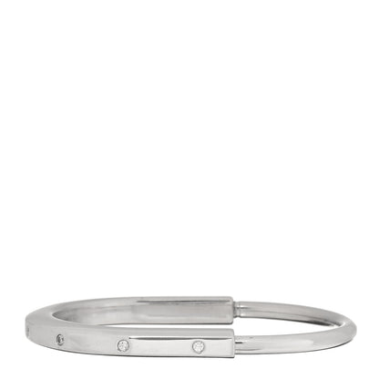 Tiffany 18K White Gold Diamond Tiffany Lock Bangle Bracelet 1 of 5