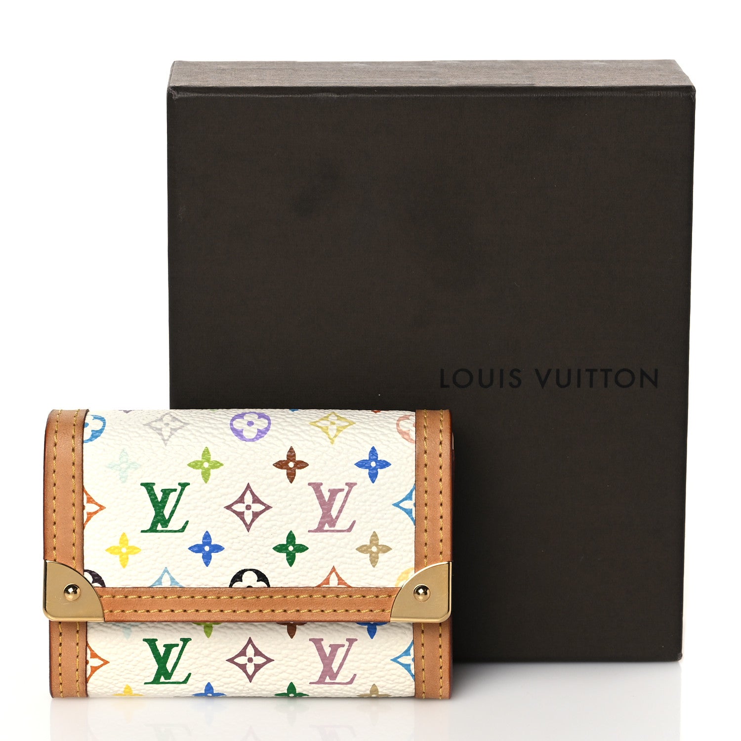 Louis Vuitton Monogram Multicolor Porte-Monnaie Plat Coin Purse White 8 of 8