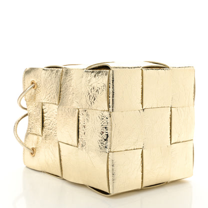 Bottega Veneta Metallic Crushed Nappa Maxi Intrecciato Small Cassette Bucket Bag Gold 4 of 9
